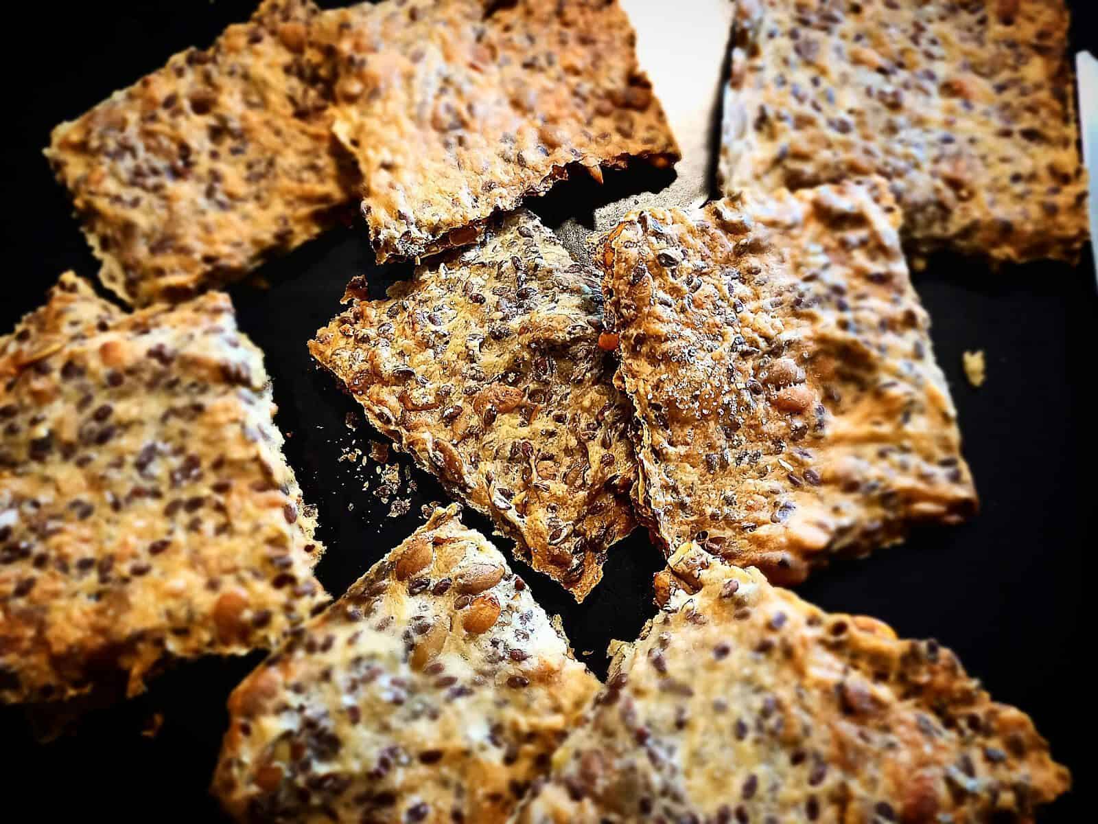 Swedish crisp bread cut into squares