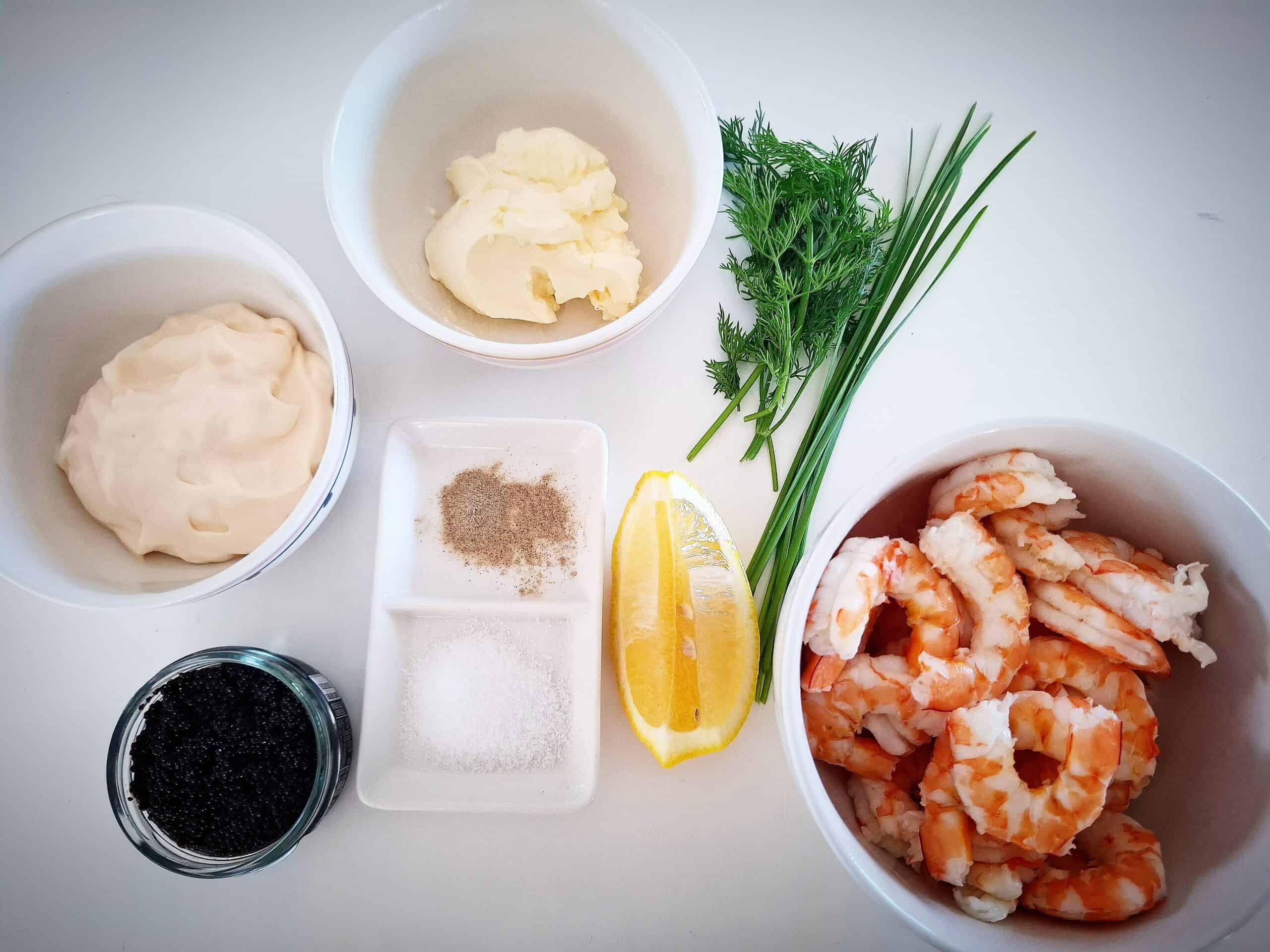 Ingredients for prawn skagen